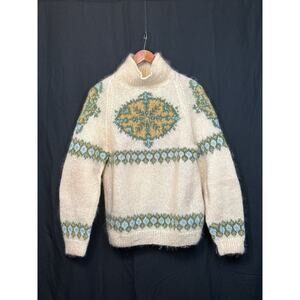 WOOL VTG Sweater M/L Fuzzy Geometric Swedish Ski Gorpcore Streetwear Preppy